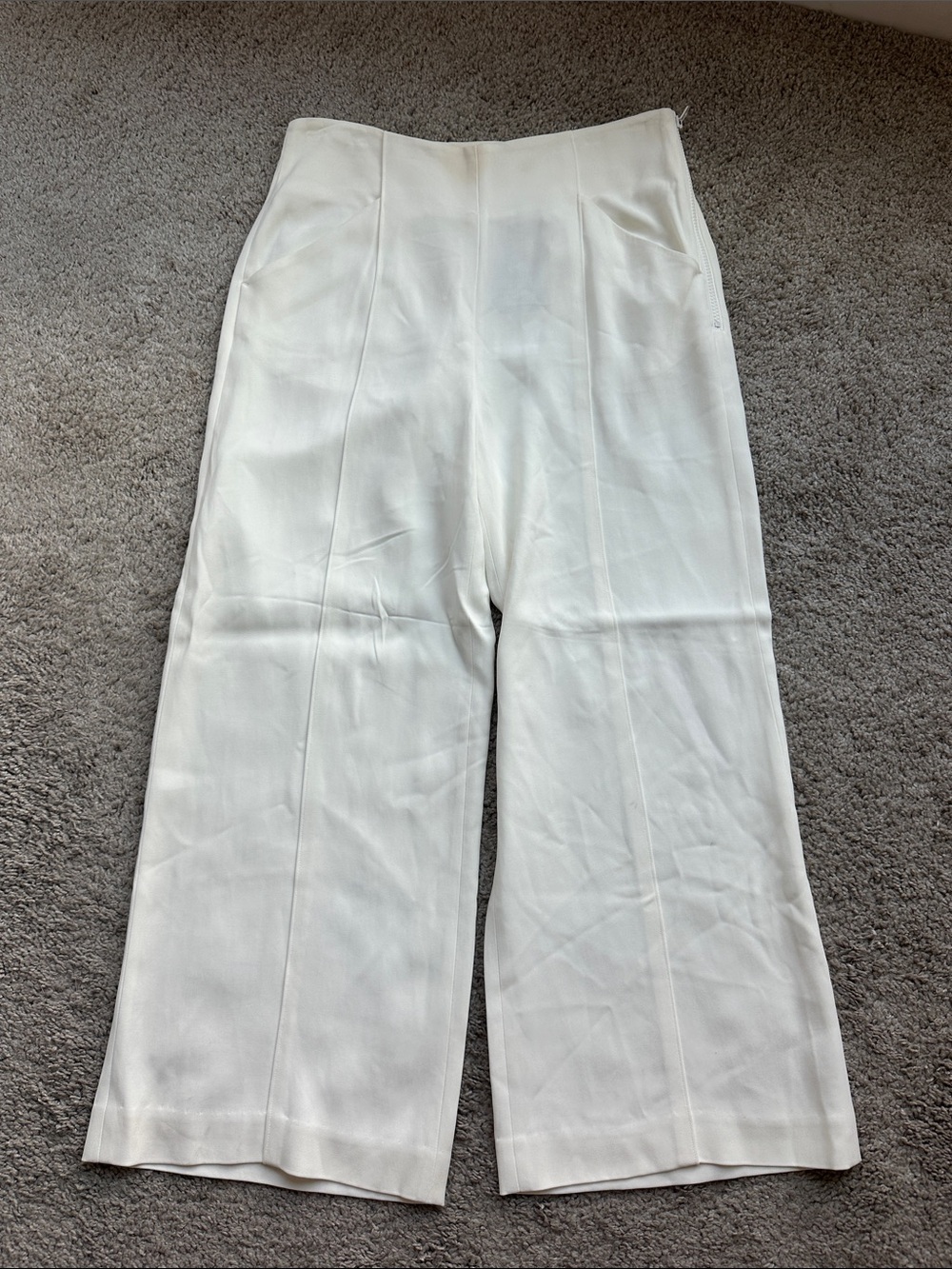 A.L.C. Wide-Leg High-Rise Trousers in Cream